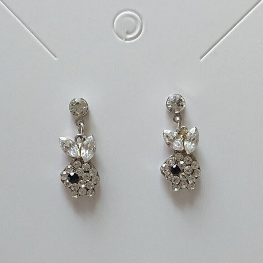 playboy bunny Cubic Zirconia silver tone earrings